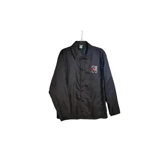 LRG Black Button Front Nylon Graphic Windbreaker Size Large - Picture 2 of 6